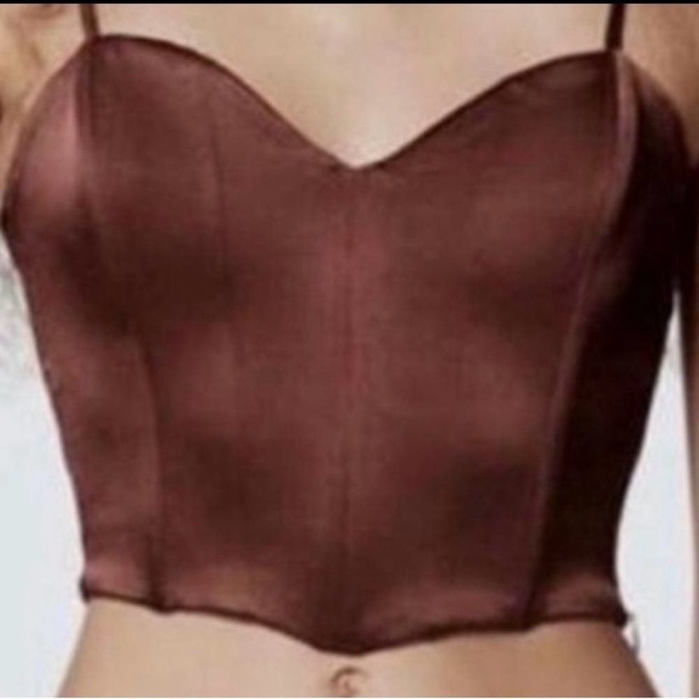 Zara Brown Satin Camisole Top - Picture 3 of 6